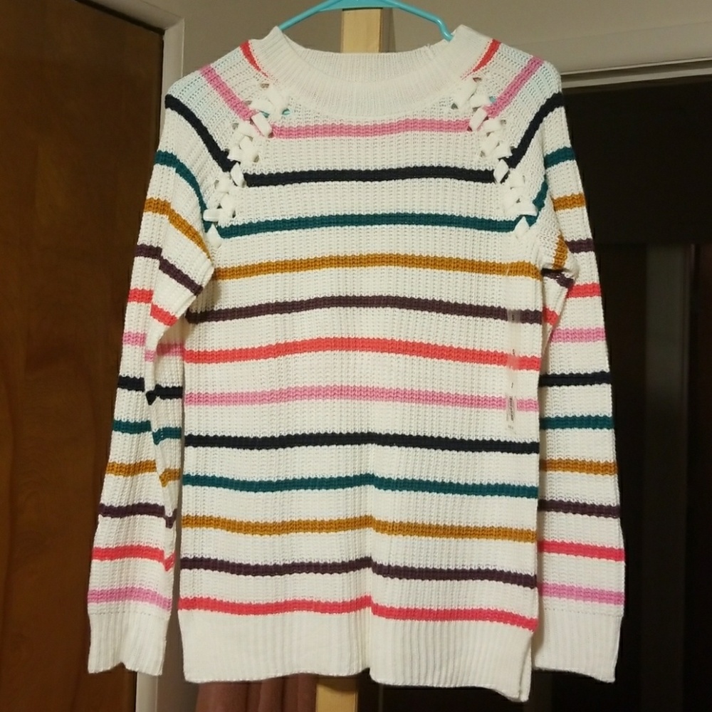 Cream colored striped sweater NWT
